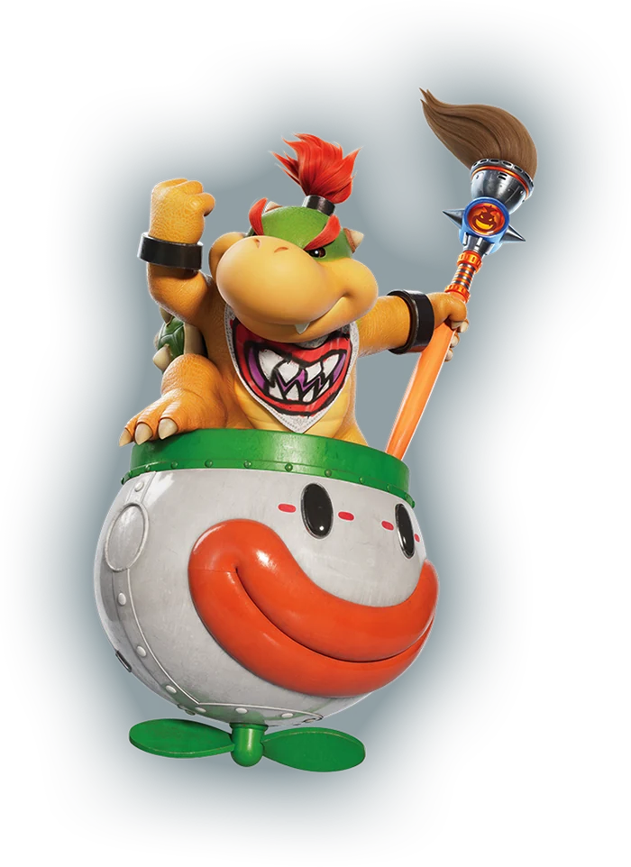 Bowser Jr. in his clown car brandishing a paintbrush